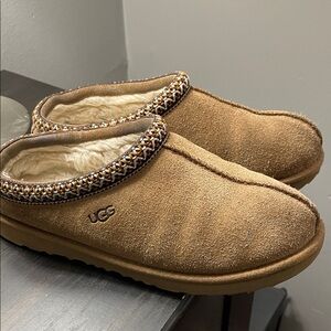 UGG Chestnut Suede Shearling Mule with Braided Trim